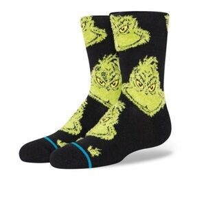 Stance X The Grinch Mean One Kids Crew Socks Black